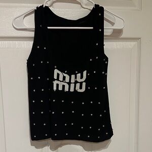 NWT Miu Miu Black and White Embellished Tank Top small (pit to pit: 15.5 inches)